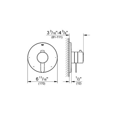 Grohe 19881000 Europlus Dual Function Pressure Balance Trim With Control Module Chrome 2