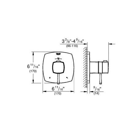 Grohe 19947000 Grandera Dual Function Thermostatic Trim Chrome 2