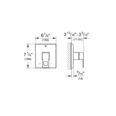 Grohe 19899000 Eurocube PBV Shower Trimset Chrome 2