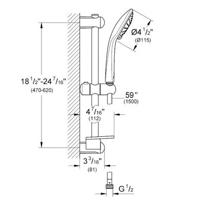 Grohe 27242001 Euphoria Eco Hand Shower With Bar Chrome 2