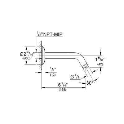 Grohe 27011000 Seabury Shower Arm With Flange Chrome 2