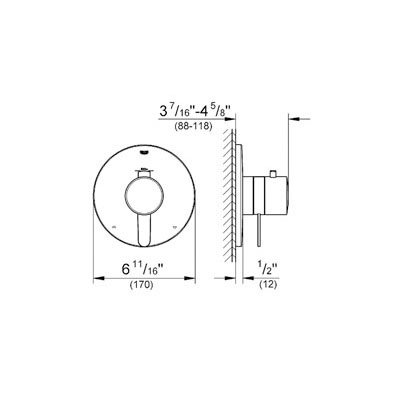 Grohe 19878EN0 Europlus Dual Function Thermostatic Trim With Control Module Brushed Nickel 2