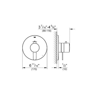 Grohe 19869000 Europlus Single Function Thermostatic Trim With Control Module Chrome 2