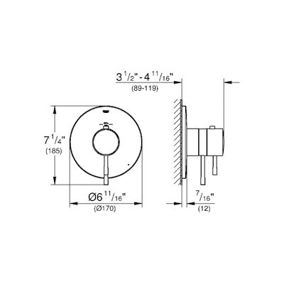 Grohe 19987001 GrohFlex Essence Single Function THM Trim With Control Module Chrome 2