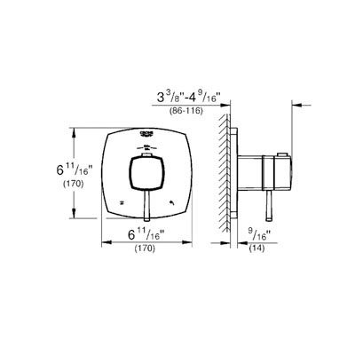 Grohe 19947EN0 Grandera Dual Function Thermostatic Trim With Control Module Brushed Nickel 2