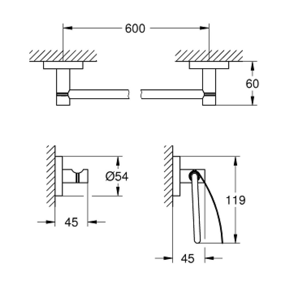 Grohe 40775001 Essentials Guest Bathroom Accessories Set 3-in-1 Chrome 2