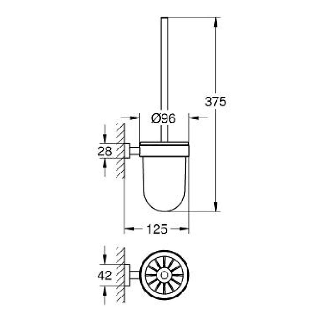 Grohe 40513001 Essentials Cube Toilet Brush Set Chrome 2