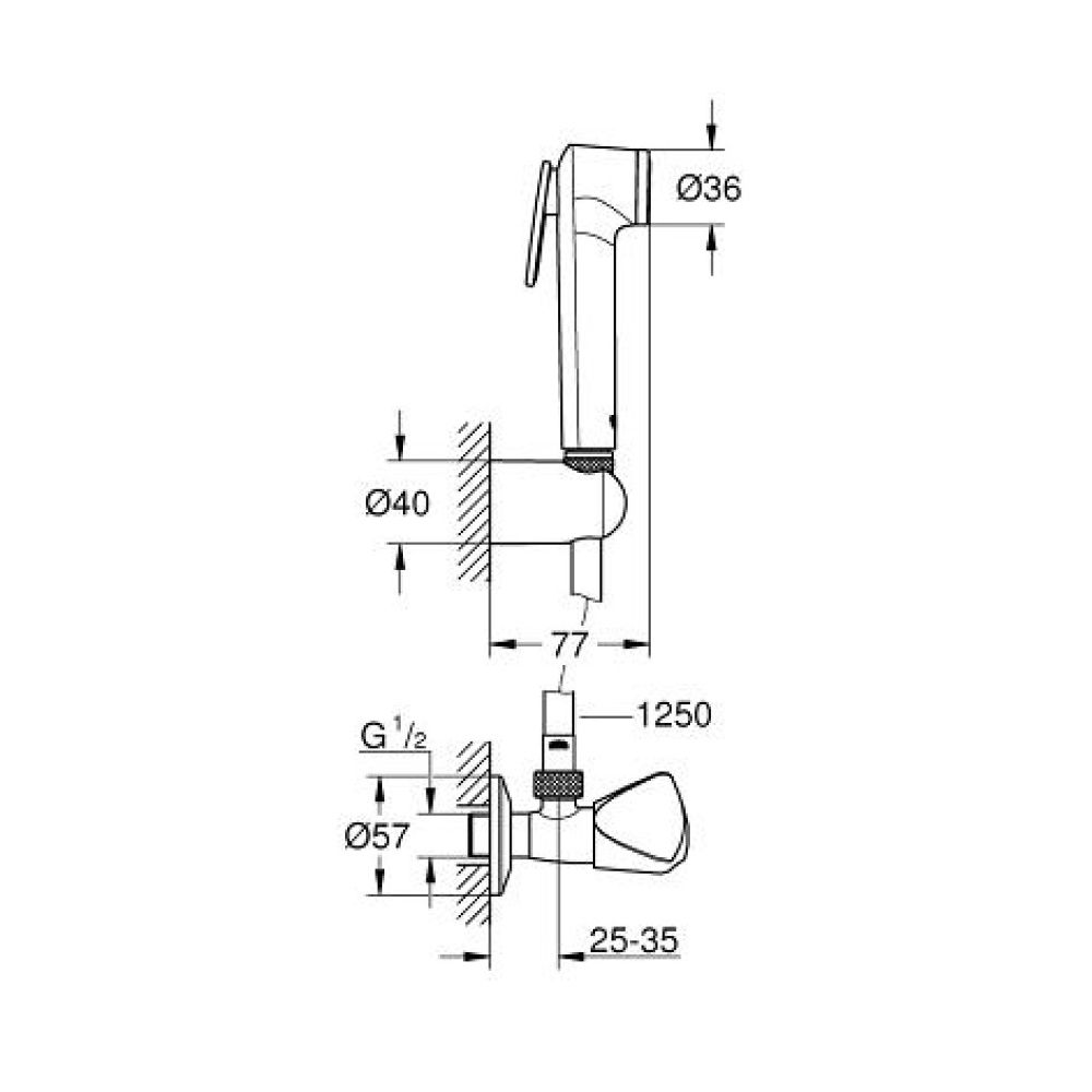 Grohe 27514001 Tempesta F Trigger Spray 30 Wall Holder Set With Angle Valve 2