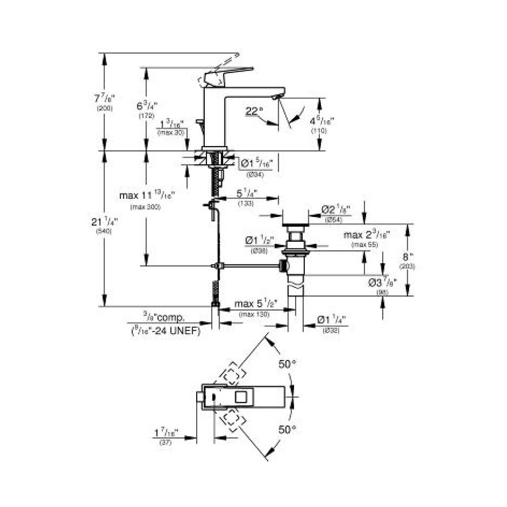 Grohe 23670000 Eurocube Single Handle Bathroom Faucet M Size 2