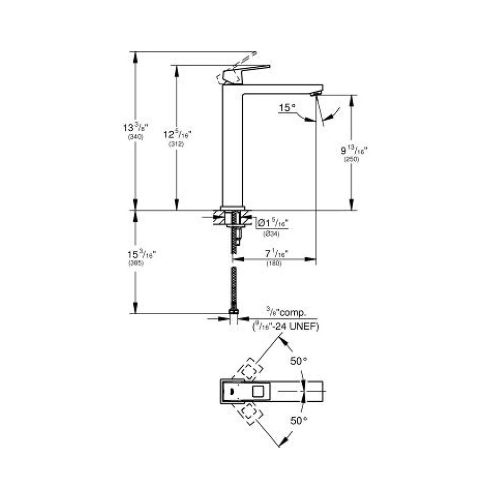 Grohe 23671000 Eurocube Single Handle Vessel Bathroom Faucet XL Size 2