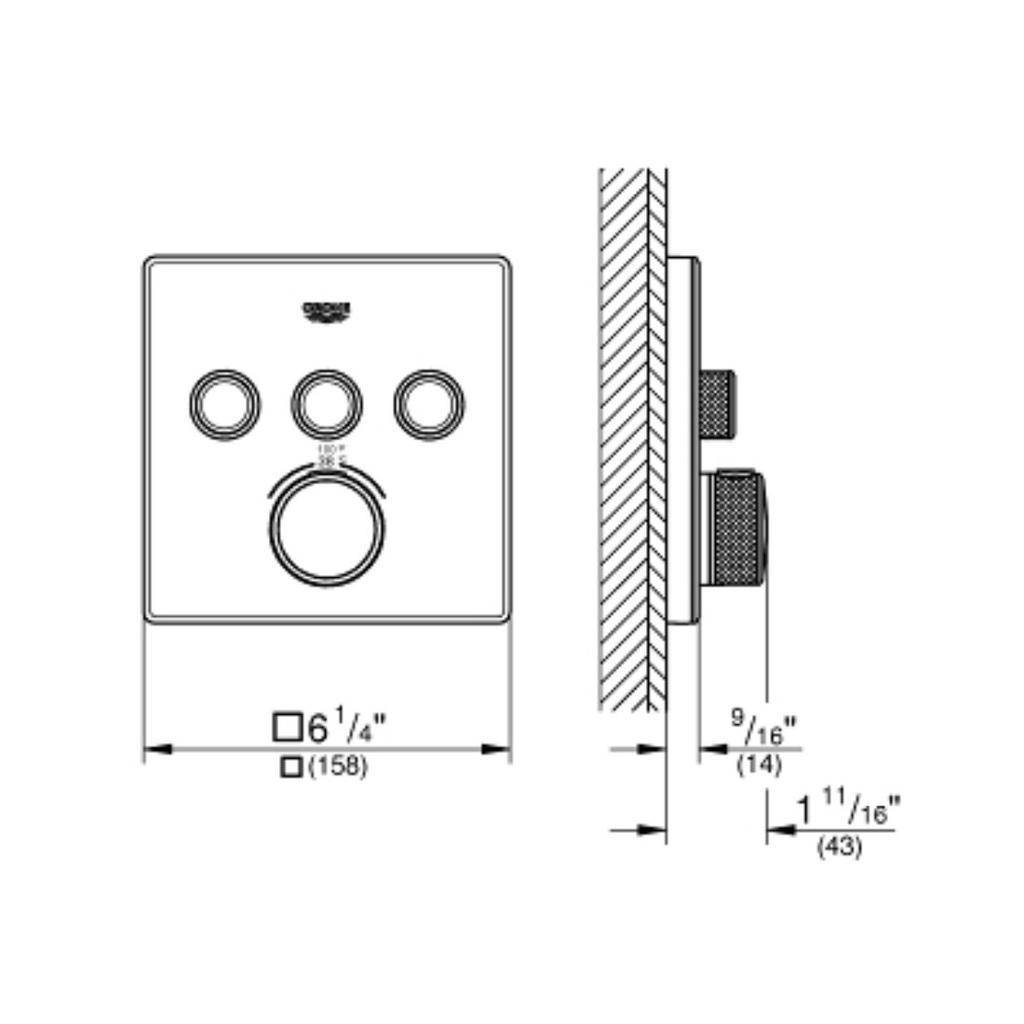 Grohe 29165LS0 Grohtherm Triple Function Thermostatic Trim With Module Chrome 2