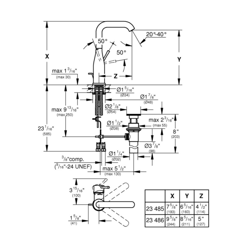 Grohe 2348600A Essence Single Handle L-Size Bathroom Faucet Chrome 2