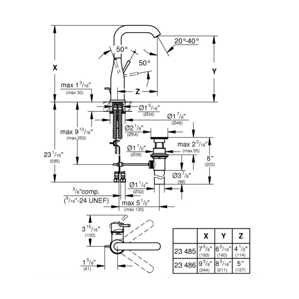 Grohe 2348500A Essence Single Handle M-Size Bathroom Faucet Chrome 2