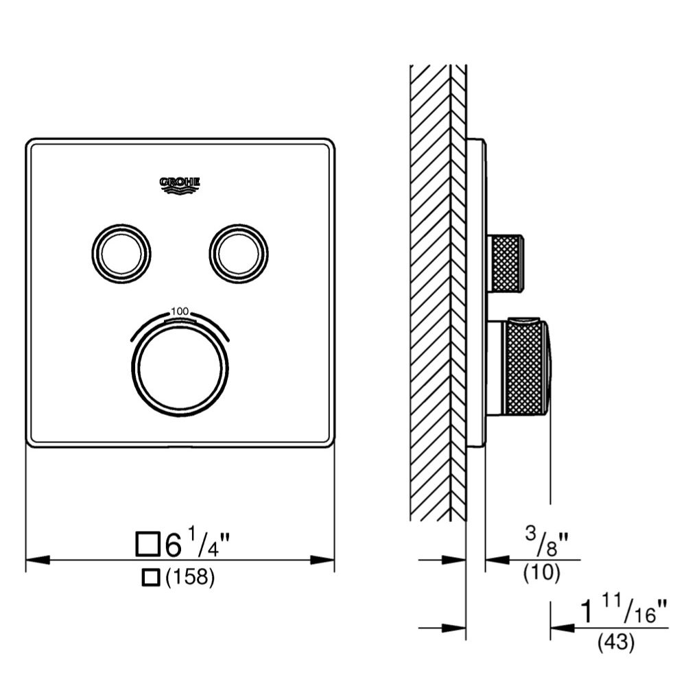 Grohe 29141000 Grohtherm SmartControl Dual Function Thermostatic Trim And Module Chrome 2