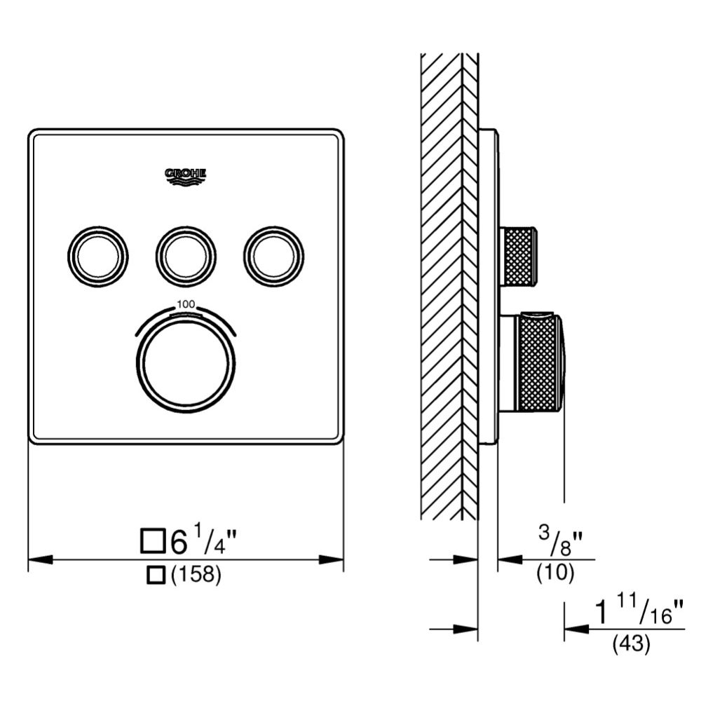 Grohe 29142000 Grohtherm SmartControl Triple Function Thermostatic Trim And Module Chrome 2