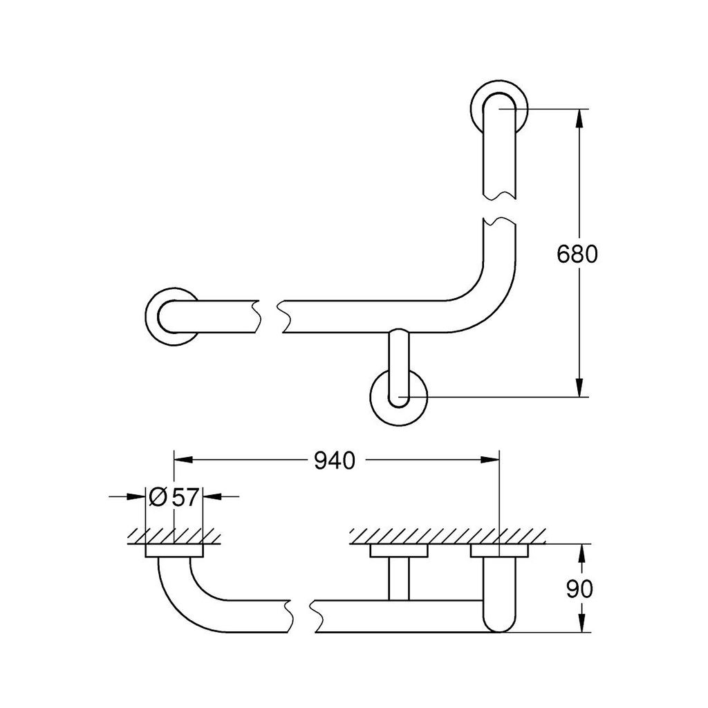 Grohe 40797001 Essentials L Shaped Grip bar Chrome 2