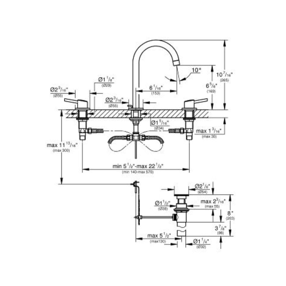 Grohe 20217ENA Concetto 8&quot; Widespread L Size Bathroom Faucet Brushed Nickel 2