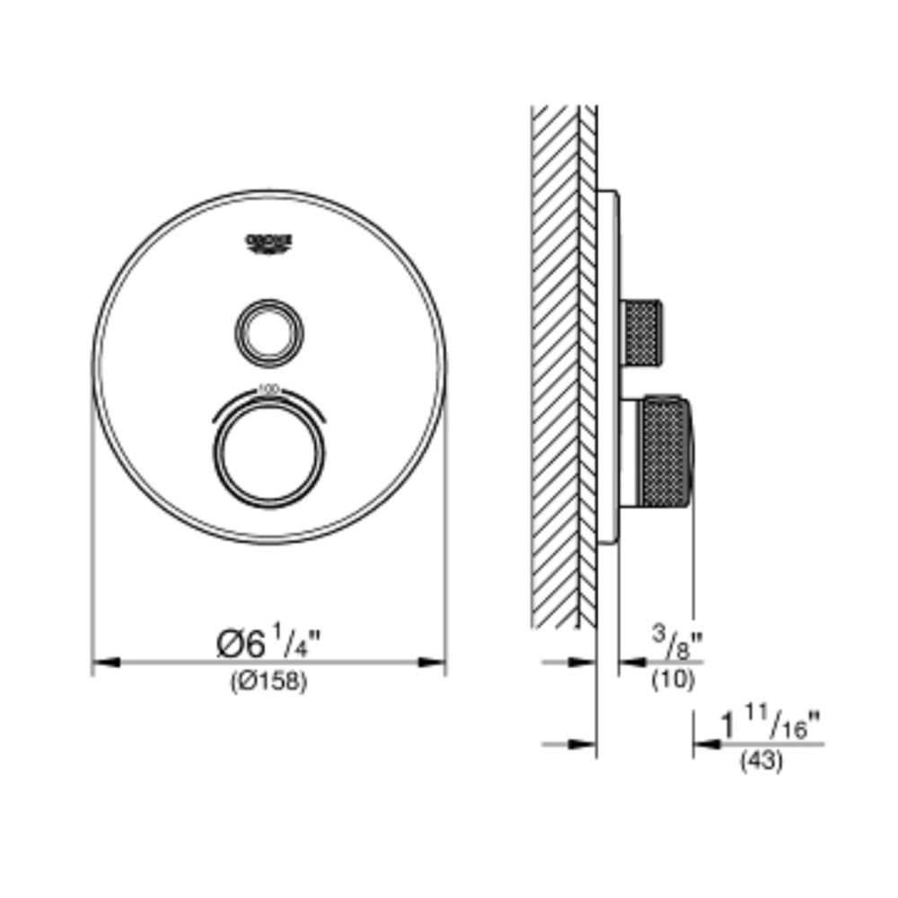 Grohe 29136000 Grohtherm SmartControl Single Function Thermostatic Trim With Module Chrome 2