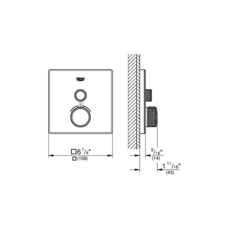 Grohe 29163LS0 Grohtherm SmartControl Single Function Thermostatic Trim Chrome 2