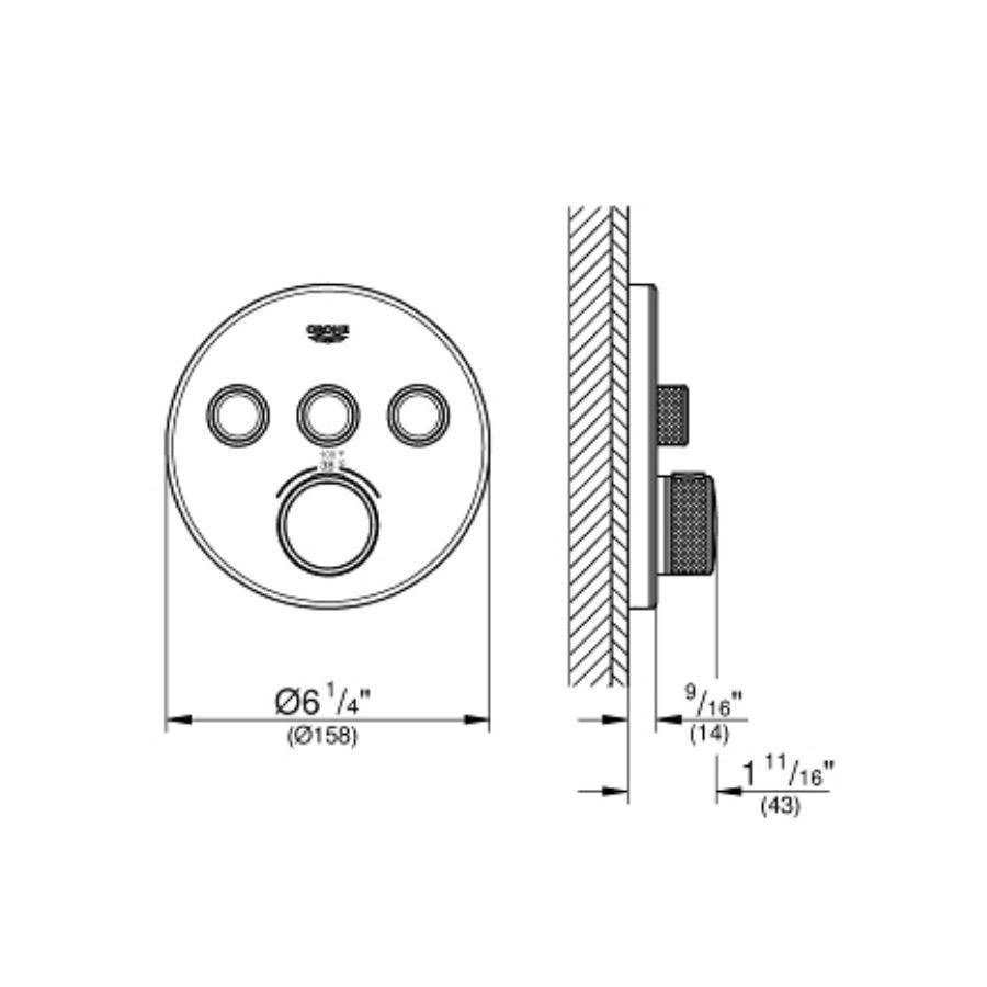 Grohe 29161LS0 Grohtherm SmartControl Triple Function Thermostatic Trim Chrome 2