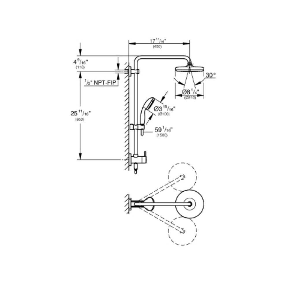 Grohe 26123EN1 Retro-Fit 210 Shower System Brushed Nickel 2