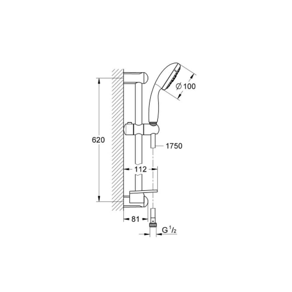 Grohe 28436002 New Tempesta 100 Shower Rail Set 4 Sprays Chrome 2