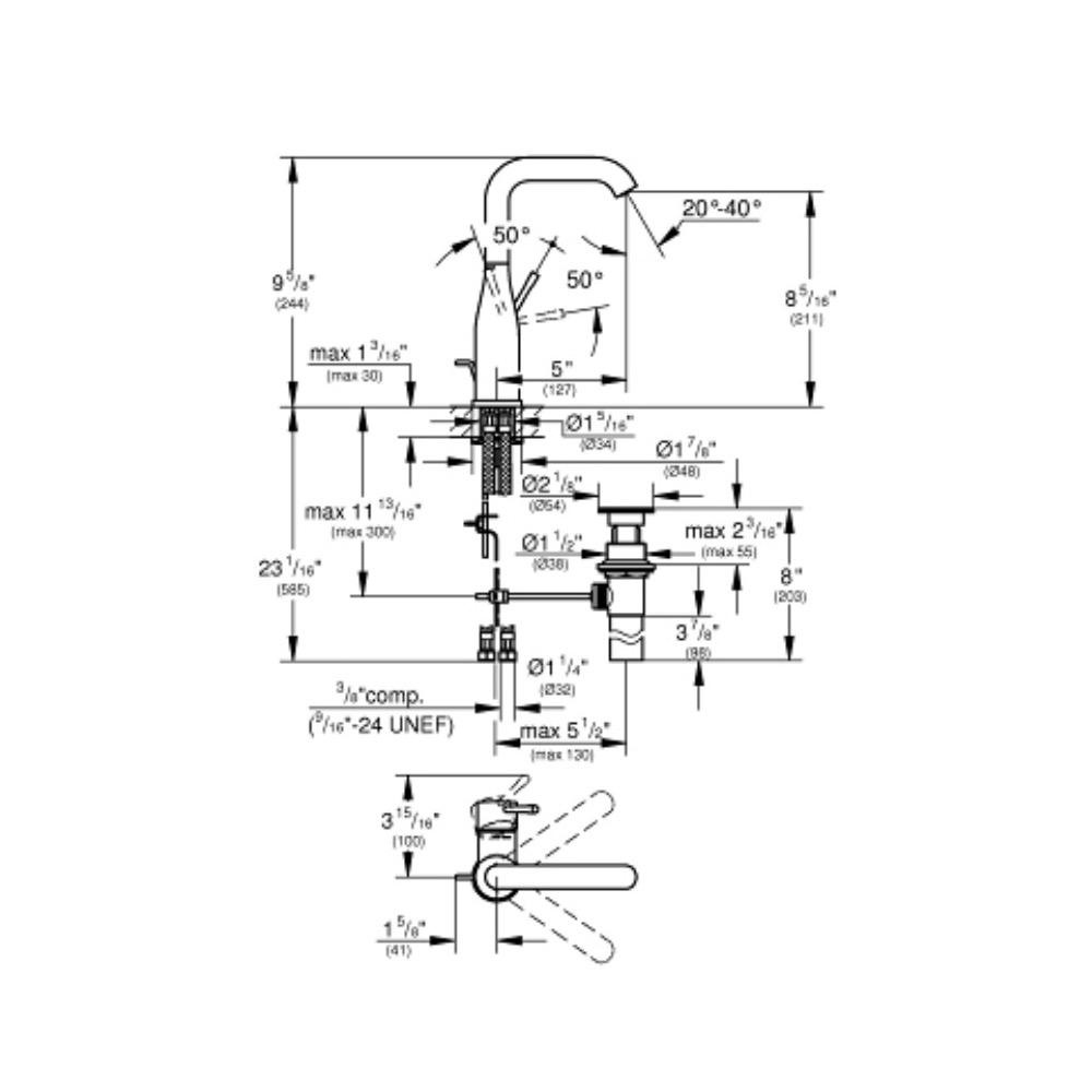 Grohe 23486GNA Essence Single Handle Bathroom Faucet Brushed Cool Sunrise 3