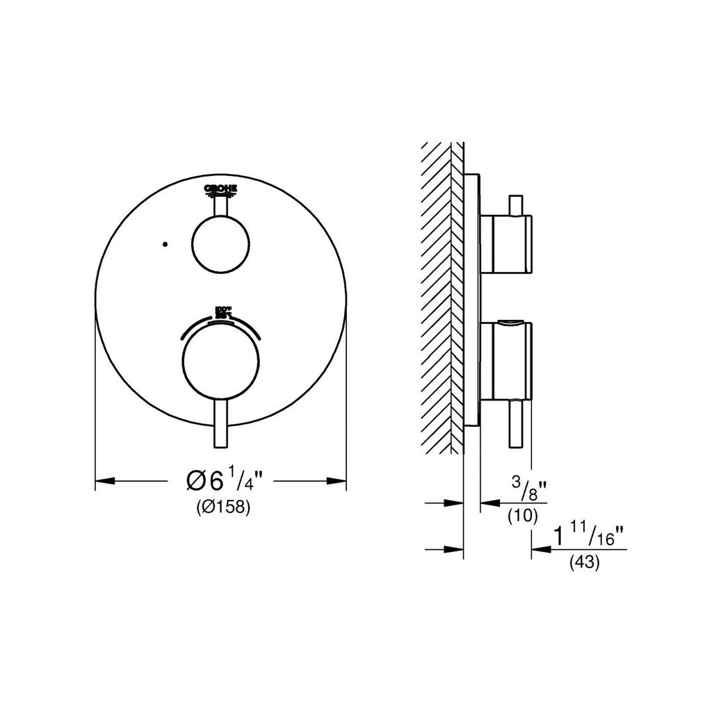 Grohe 24150003 Atrio Single Function 2 Handle Thermostatic Trim Chrome 3