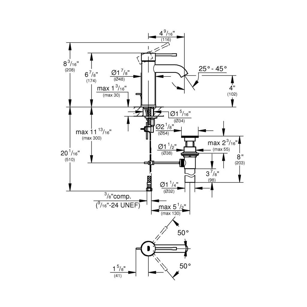 Grohe 23592A0A Essence Single Handle Bathroom Faucet Hard Graphite 3