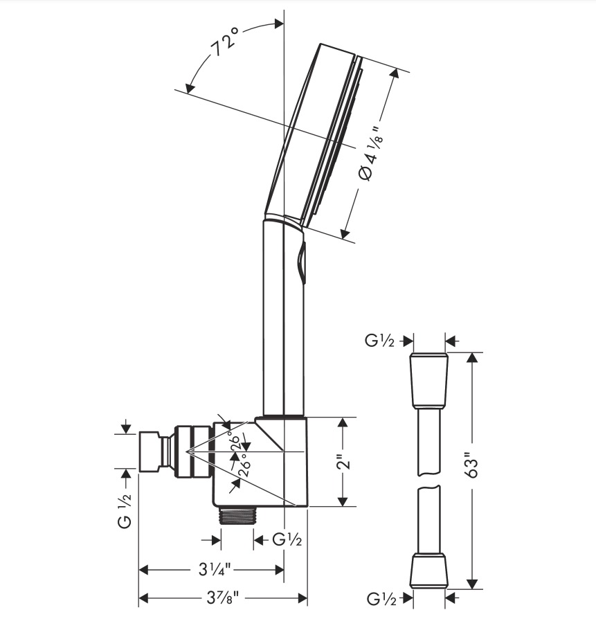 Hansgrohe 04918670 Handshower Set 105 3-Jet 1.75 Gpm