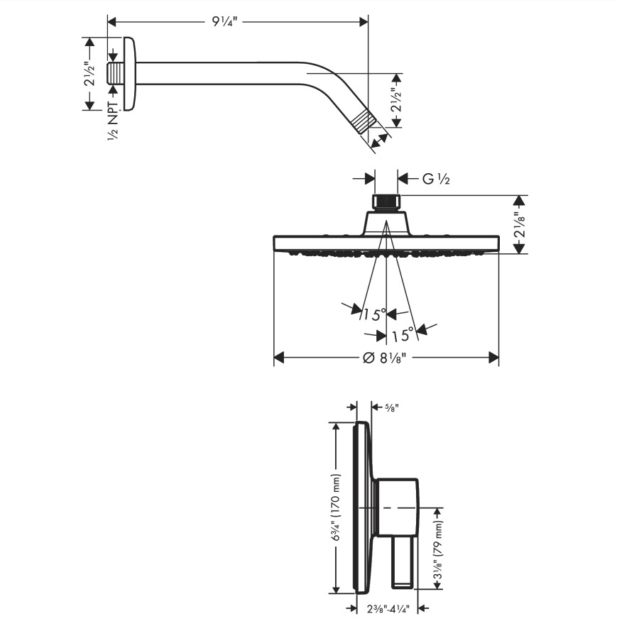 Hansgrohe 04952670 Pressure Balance Shower Set 2.5 Gpm