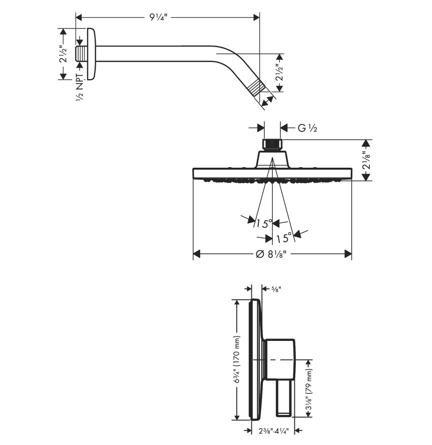 Hansgrohe 04954820 Pressure Balance Shower Set 1.5 Gpm