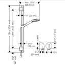 Hansgrohe 04970000 Wallbar Set 100 Vario-Jet 24&quot; 1.75 Gpm