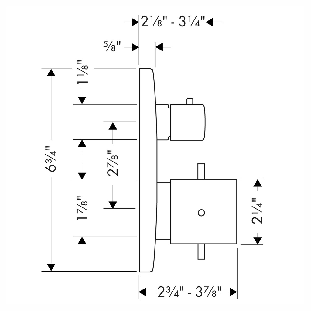 Hansgrohe 10720821 Thermostatic Trim With Volume Control And Diverter