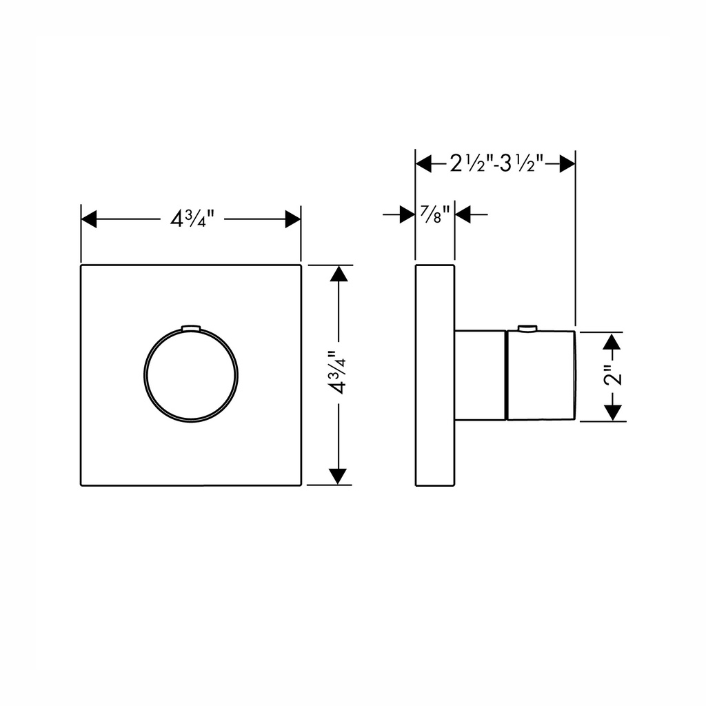 Hansgrohe 10755251 Thermostatic Trim 5&quot; X 5&quot;