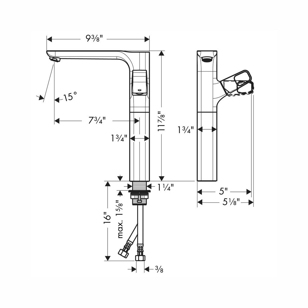 Hansgrohe 11035001 Axor Urquiola Higrise Faucet