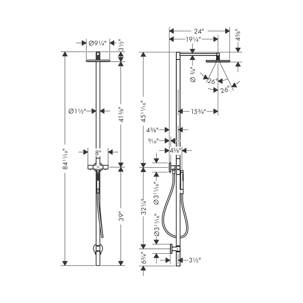 Hansgrohe 12673001 Showerpipe 240 1-Jet 1.75 Gpm