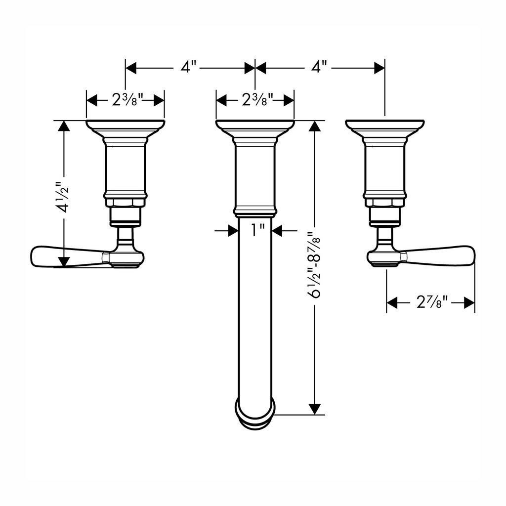 Hansgrohe 16534341 Wall-Mounted Widespread Faucet Trim With Lever Handles 1.2