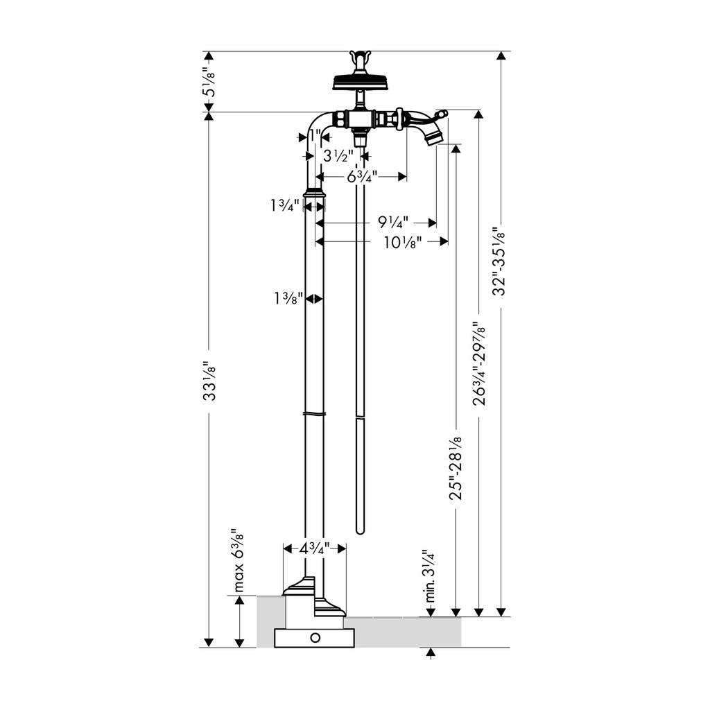 Hansgrohe 16562821 2-Handle Freestanding Tub Filler Trim With Cross Handles And