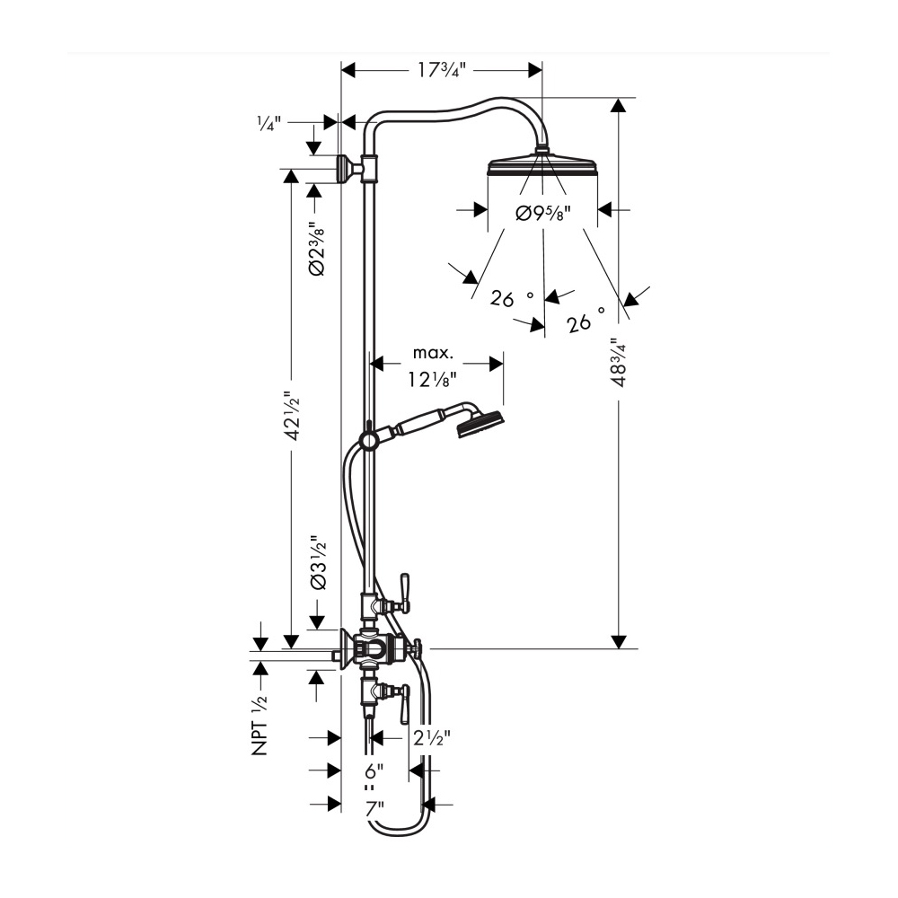 Hansgrohe 16574341 Showerpipe 240 1-Jet 1.8 Gpm