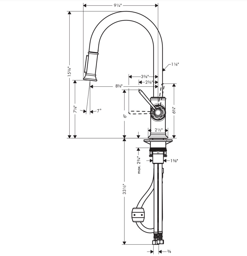 Hansgrohe 16581341 Higharc Kitchen Faucet 2-Spray Pull-Down 1.75 Gpm