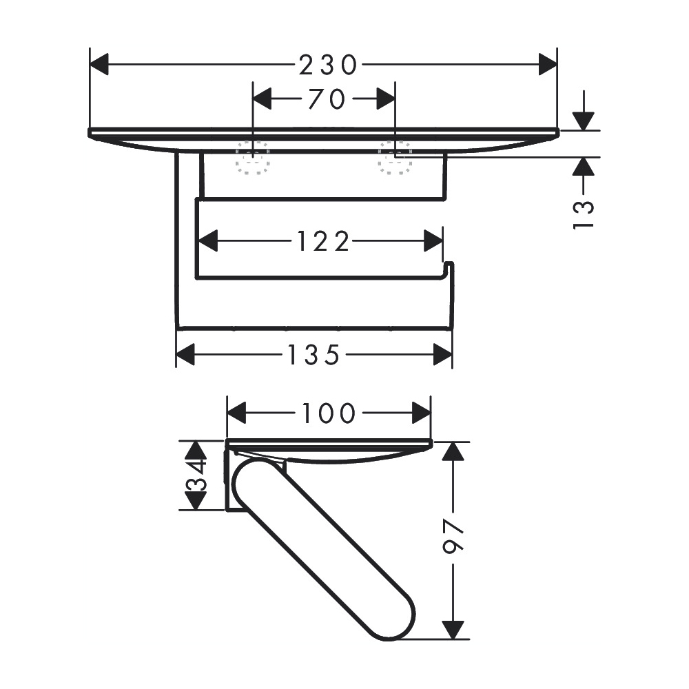 Hansgrohe 27928670 Wallstoris Toilet Paper Holder With Shelf