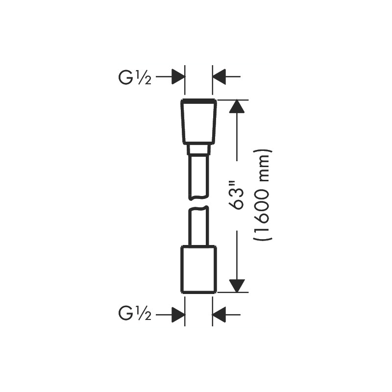 Hansgrohe 28259820 Textile Hose With Cylindrical And Conical Nut 63&quot;