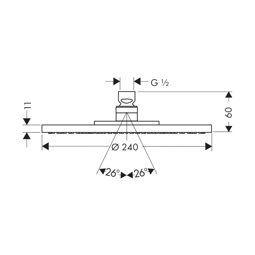 Hansgrohe 28494341 Showerhead 240 1-Jet 2.5 Gpm