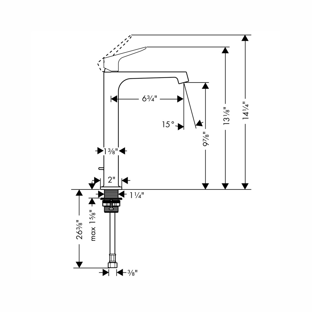 Hansgrohe 34120821 Citterio M Single Hole Lav- Mixer Highriser