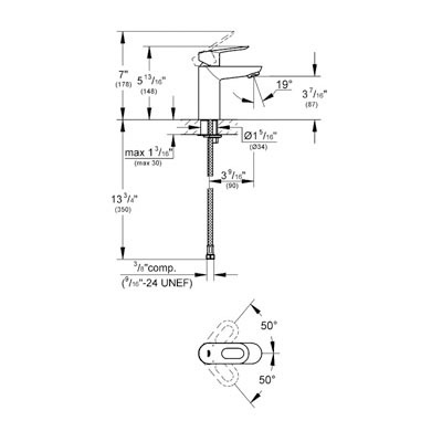 Grohe 23085000 BauLoop Lavatory Without Pop Up Waste Chrome 2