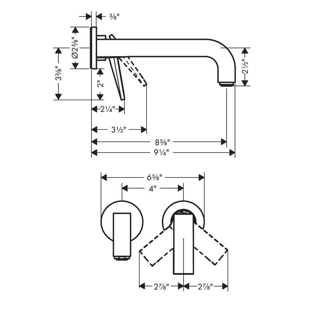 Hansgrohe 39181821 Wall-Mounted Single-Handle Faucet Trim- Rhombic Cut 1.2 Gpm