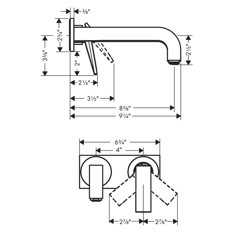 Hansgrohe 39171341 Wall-Mounted Single-Handle Faucet Trim With Base Plate- Rhom