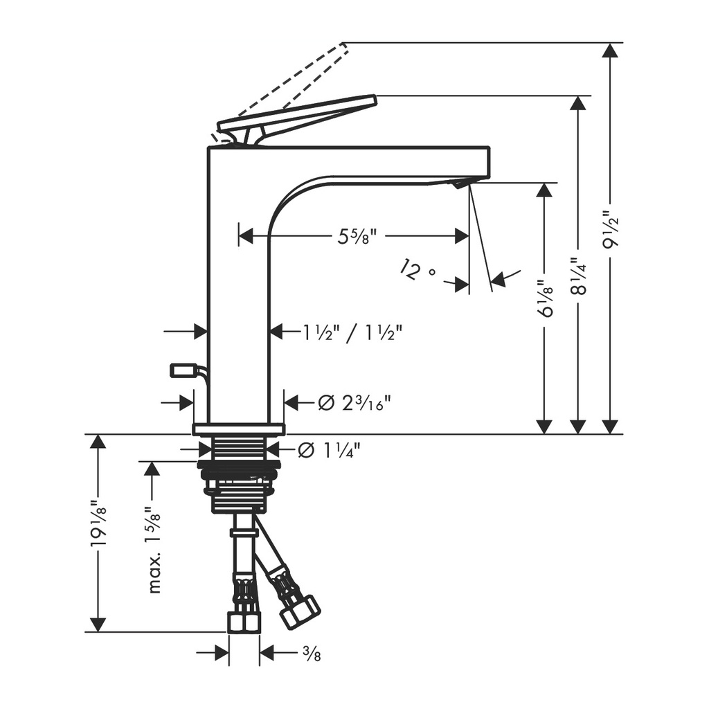 Hansgrohe 39023001 Axor Citterio Single Hole Faucet 160 With Pop-Up Drain