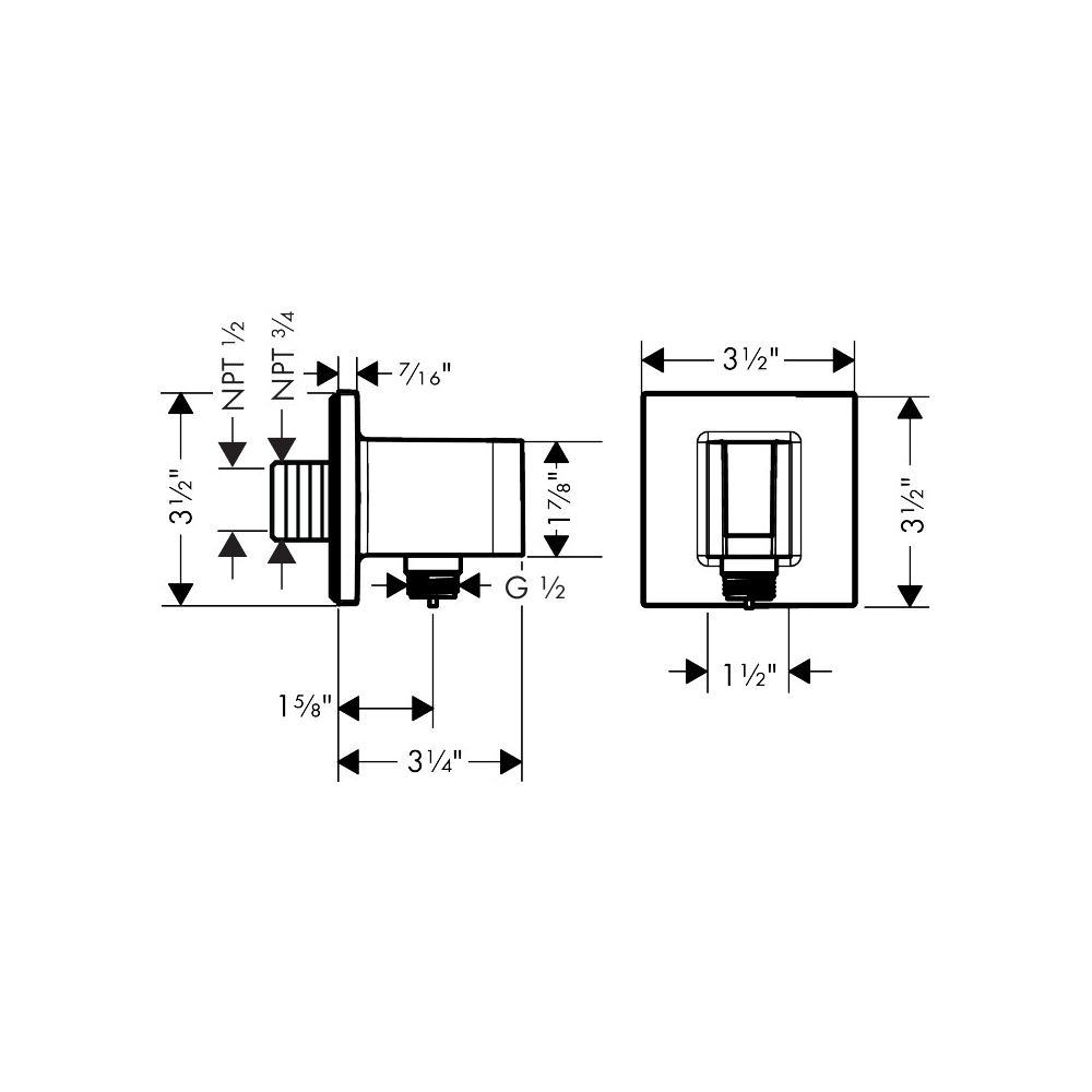 Hansgrohe 36734001 Wall Outlet With Handshower Holder Square